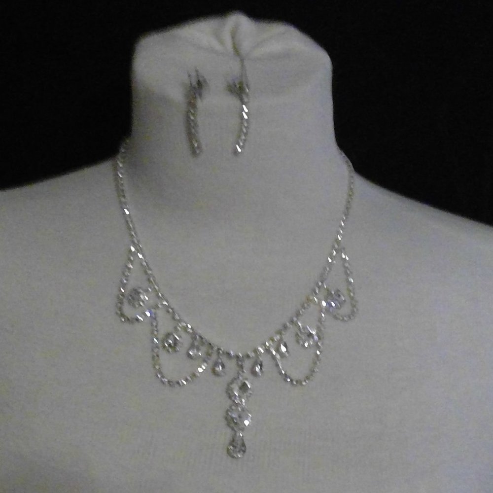 Unique cascading necklace and earring set